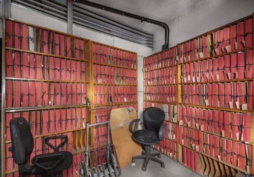 Forgotten old archives of the factory in an abandoned building